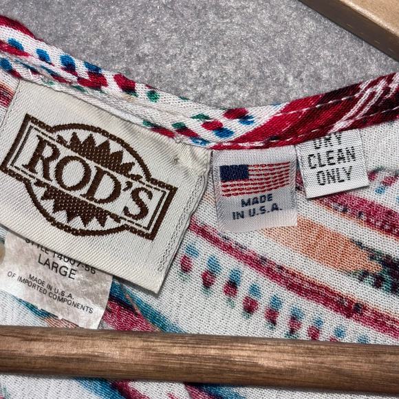 Vintage Rod's Western Wear Striped Aztec Print Tank Top Large Cowgirl Equestrian - Picture 4 of 6